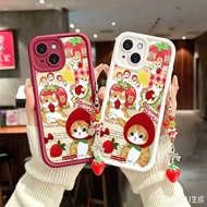 Lovely Red Hat Cat Case For Samsung S26 S25 S24 Ultra S23 S22 Plus S25 FE A57 A27 A37 A17 A55 A35 Ce