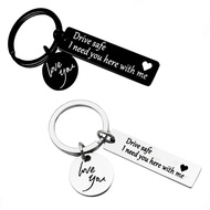 Safe Drive Drive safe Mirror Polished Stainless Steel Keychain for Couple Car Pendant 26.5.17