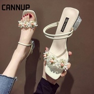 CANNUP รองเท้าส้นแก้ว สำหรับผู้หญิง สไตล์เกาหลี Selipar Wanita 2022 ใหม่ 100705