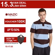 PK01 - "MAZIC" FW25 KNIT POLO WOOL SHORT SLEEVES SKY BLUE W/ BROWN ACCENTS EXCLUSIVE