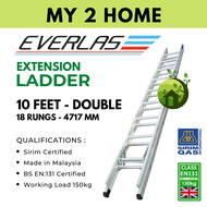 EVERLAS 10 Feet Extension Ladder Tangga Slide Extendable Ladder Heavy Duty / Single Pole Ladder Doub