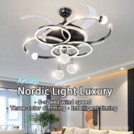 【In stock】[Starry Sky Fan Light] Ceiling Fan Light/LED Fan Light/Living Room Fan Light/Bedroom Fan L