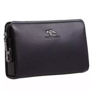 Password lock Zipper Long Wallet Clutch Bag Men's PU Leather Long Zipper Purse Business Wallet Handbag Black
