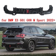 ABS Gloss Black Rear Bumper Diffuser Lip With LED Light Rear Lip Splitters Spoiler for BMW X3 G01 G08 M Sport 2022+