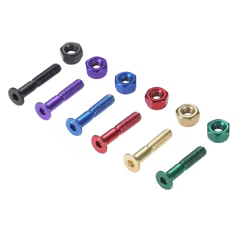 8Pcs Carbon Steel Skateboard Truck Screws with Nuts Longboard Skate Board Bridge Replacement Nail Sc