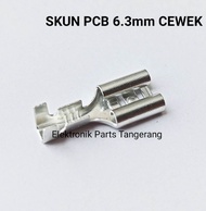(10PCS) SKUN KABEL ( CEWEK UK 6.3mm ) SKUN GEPENG CABLE GEPENG SOKET SKUN GEPENG SKUN PCB 6.3MM