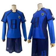 HOLOUN เสื้อยืดเครื่องแต่งกายอะนิเมะคอสเพลย์ล็อคสีฟ้า Isagi เครื่องแบบทีมฟุตบอลฟุตบอลของขวัญปาร์ตี้ฮ