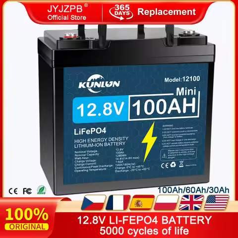 12V LiFePO4 Battery 120Ah/100Ah 60Ah 30Ah 12.8V Lithium Iron Phosphate Batteries Pack 5000 Cycles RV