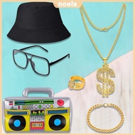 80s 90s Costume Outfit Set Big Gold Chain 80s/90s Rapper Accessories Glasses Bracelet Hip Hop Costum
