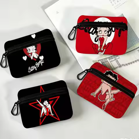 Cute B-betty B-boop Wear-resistant Oxford Cloth Coin Purse Portable Backpack Hanging Card Storage Ba