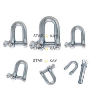 GALVANIZED D SHACKLE 3/16"(4mm) - 1/2"(12mm) Size:  3/16" - 4mm 1/4" - 6mm 5/16" - 8mm 3/8" - 10mm 1