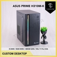 Azzura Compacto Pro 1 ASUS PRIME H310M-K Intel i5-8400 8GB RAM 480GB SSD Win 11 Pro Refurbished Desk