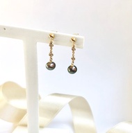 鑽石 南洋黑珍珠 耳環 K18