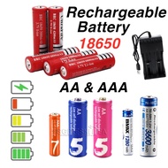 AA AAA Rechargeable Battery 18650 Lithium Ion Ni-MH USB Chargeable Batteries Charger Rechargable Recharge Portable Fan