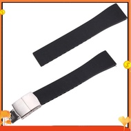 FKM Rubber Watch Strap 20x16mm FKM for  Watchband Quick Release Butterfly Silver Buckle Cut-To-Size