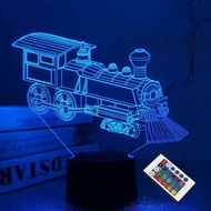 FULLOSUN Train Night Light, 3D Illusion Lamp for Kids, 16 Colors Changing with Remote Control Dim Fu