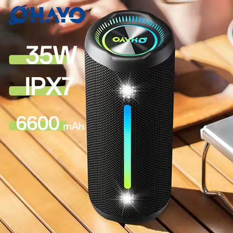 Ohayo Outdoor Speaker, 35W,Bass Boost, 26H Playtime, IPX7 Waterproof, RGB Lights, Bluetooth 5.3, Por