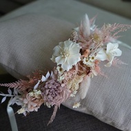 客製化 乾燥花圈 粉色系 頭飾 花圈 生日 拍攝 花冠 畢業 婚紗