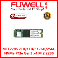 Transcend MTE220S 2TB/1TB/512GB/256GB NVMe PCIe Gen3 x4 M.2 2280 SSD (Up to 3,500MB/s Read)