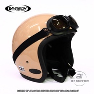 หมวกกันน็อค วินเทจ VTech รุ่น A300 พร้อมแว่นตา แถมฟรีแก๊ปบังแดด  หมวกวินเทจ ทรงคลาสสิค  รอบศรีษะ 57-