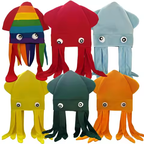 Colorful Velvet Squid Hat Cosplay Squid Octopus Hat Adult Children's Dance Party Performance Props P