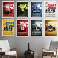50s-90s Vintage Formula One Racing Posters Art Prints F1 World Champion Racing Car Canvas Painting R