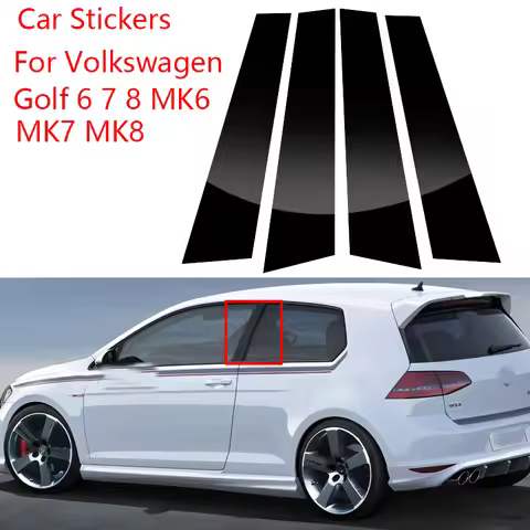 4Pcs Carbon Fiber Car Door Pillar Trim Stickers For Volkswagen VW Golf 6 7 8 MK6 MK7 MK8 Window B-pi