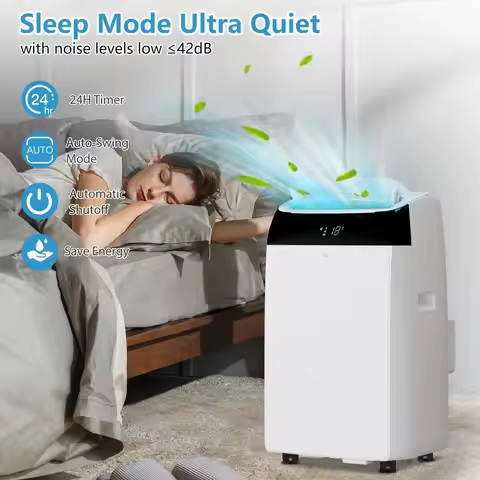 14000 BTU Portable Air Conditioner 3-in-1 AC Unit Cool Dehumidifier Fan Mode for Rooms Up to 750 Sq.
