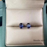 Lab Grown Sapphire Earrings Can Pass Diamond High Quality Oval Cut 7*9mm S925 Gemstone Earring