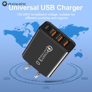 Charging Head Power Adapter Universal 3 USB Port+PD20W Type-C Phone Charging Adapter Accessory for Home Outdoor Travel