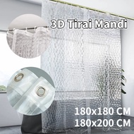 3D Shower Curtain Bathroom Curtain With 12 Hooks Shower Curtain 180x180cm Waterproof Bathtub Partiti