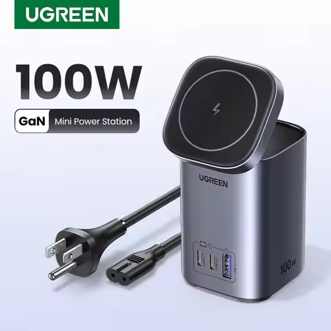 UGREEN GaN 100W Desktop Charger MFi Magnetic Wireless Charger for iPhone 17 16 15 Fast Charger Power