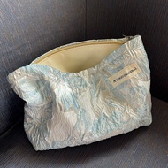 Ornate Blue Lily Flower Travel Cosmetic Bag 1Pc Y2K Aesthetic Large Capacity Cosmetic Bag Makeup Bag