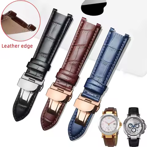 22*13mm 20*11m Notched cowhide Leather watch strap For guess GC g-ucci men Women blue men women stee
