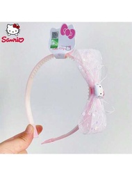 Hello Kitty 1 Pieza Licencia Oficial De Dulces Pinzas De Moño Con Diadema, Accesorios De Diadema De Pinzas De Moño Lindas Y Elegantes Para Mujer, Regalo De Vacaciones Con Diadema De Pinzas De Moño Para Uso Diario Y Accesorios Para El Cabello