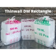 PROMO Thinwall DM Rectangle/Persegi Panjang / REC Ukuran 500ml, 650ml,