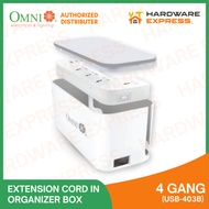 Omni 4-Gang Extension Cord w/ USB Charger in Organizer Box USB-403B