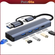 [PETSOLA] USB C to Ethernet Adapter Gigabit Ethernet LAN Adapter 5Gbps Data Transfer USB Expander Hu