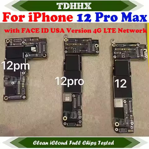 Clean iCloud Main Logic Board For iPhone 12 Pro Max Motherboard With Face Id Mainboard For iPhone 12