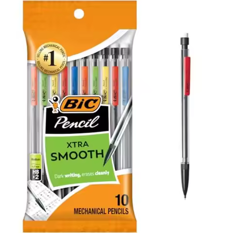 Xtra-Smooth Mechanical Pencils with Erasers, Medium Point 0.7mm,10-Count Pack, Bulk Mechanical Penci