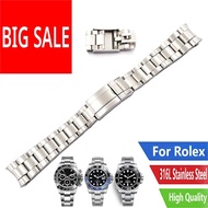 For Rolex OYSTER 40mm Subamriner Daytona GMT 20mm Silver Solid Curved End Screw Links Clasp Watch Band Bracelet  Pure 316L Solid steel