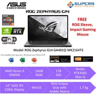 Asus ROG Zephyrus G14 GA401Q-MK2164TS Gaming Laptop (AMD Ryzen 9 5900HS, 16GB RAM, 1TB SSD, Nvidia R