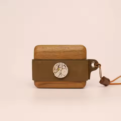 Handmade Wooden Leather Case for Bowers & Wilkins PI8 / PI6 Earphones – Retro Walnut Protective Cove