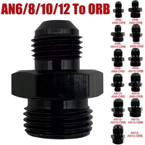 Fuel Line Hose Fitting Male Adapter ORB-6 ORB-8 ORB-10 ORB-12 O-Ring Boss To 6AN 8AN 10AN 12AN Alumi