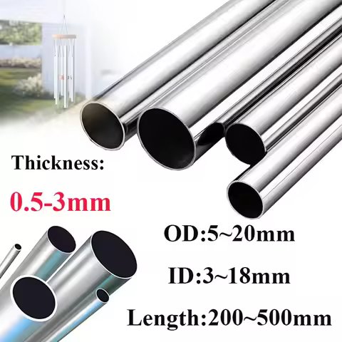 6063 Aluminum Round Tube, 500mm 200mm Length 5~20mm OD 3~18mm Inner Dia Seamless Aluminum Straight T