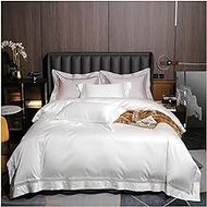Cotton Bedding Soft Elegant Hotel Quality White Gray Duvet Cover Bed Sheet Pillow shams (Color : White, Size : King size 4Pcs) vision