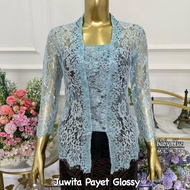 kebaya Metalic Payet Glossy bahan Semifrance metalic kancing klepet jahitan rapi lengan panjang pakaian pesta nikahan kondangan wisuda