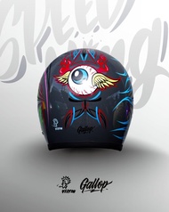 日本 虹彩屋 × Gallop- SPEED KING 復古安全帽 水泥灰