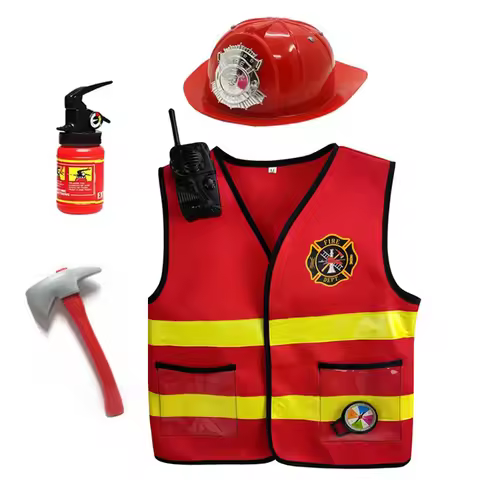 Sam Fireman Vest Firefighter Outfits Fire Axe Cosplay Halloween Costume 3-10 Year Kids Carnival Fanc