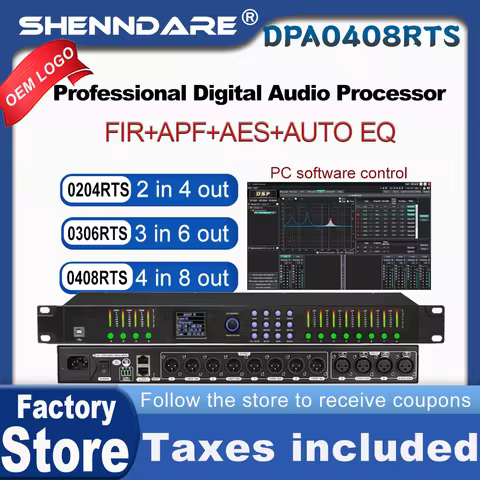 ShennDare DPA0408RTS Professional Stage Digital Audio Processor 32Bit DSP 16Band AUTO EQ With AES In